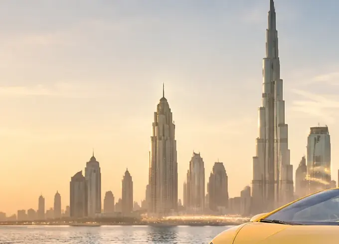 Dubai skyline at sunset